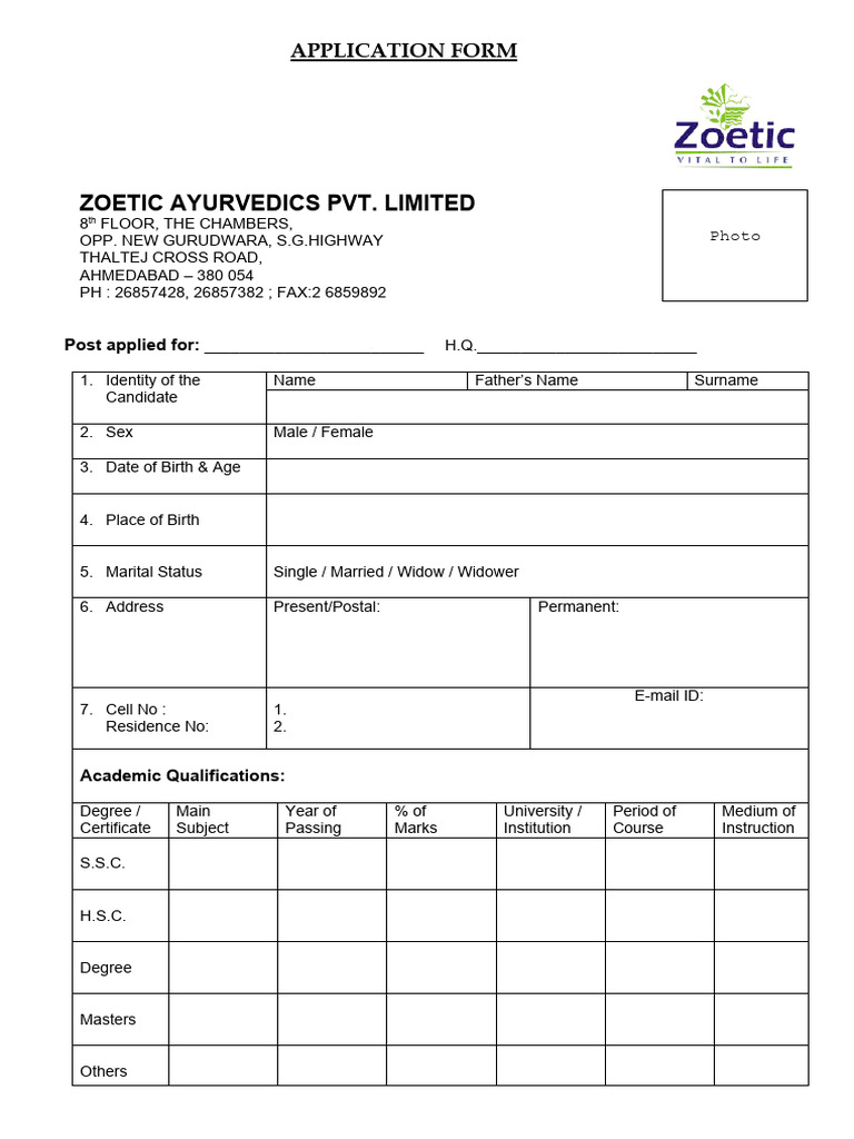 Application Form ZAPL PDF