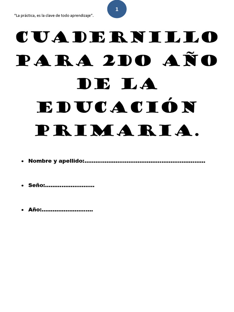 CUADERNILLO PARA 2do AÑO DE LA EDUCACIÓN PRIMARIA 2023 Mariela 2 Grado ...