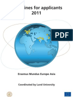 Guidelines For Applicants 2011: Erasmus Mundus Europe Asia