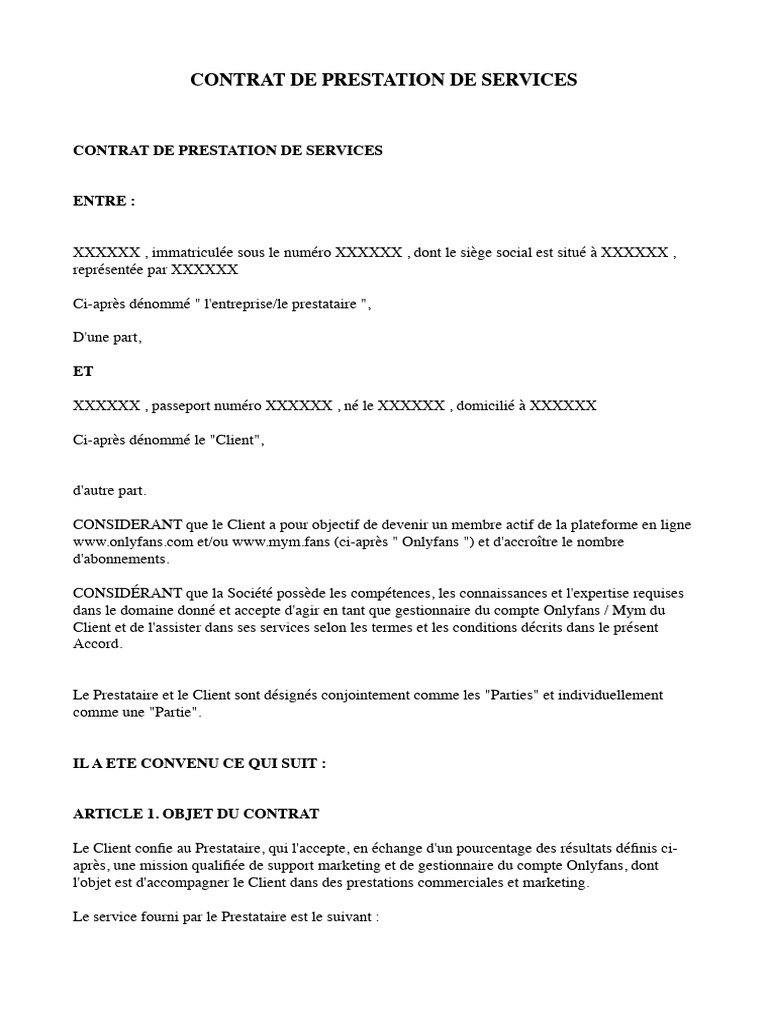 Contrat Modèle Français | PDF