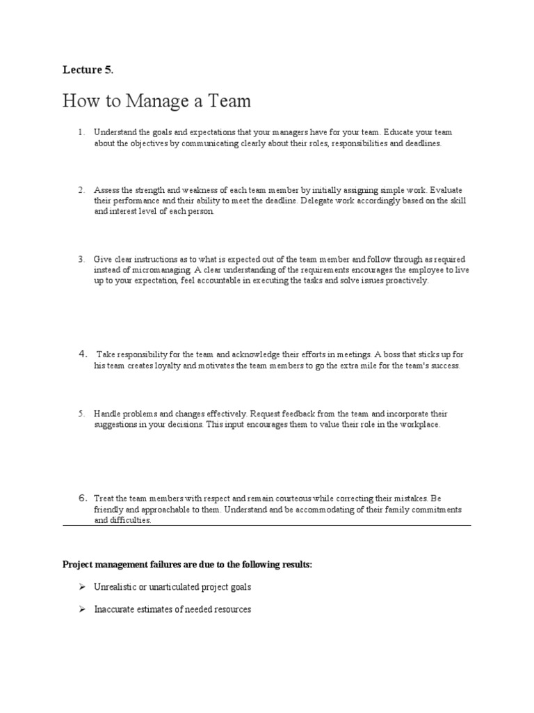 Lecture 5 - How To Manage A Team | PDF | Project Management | Business