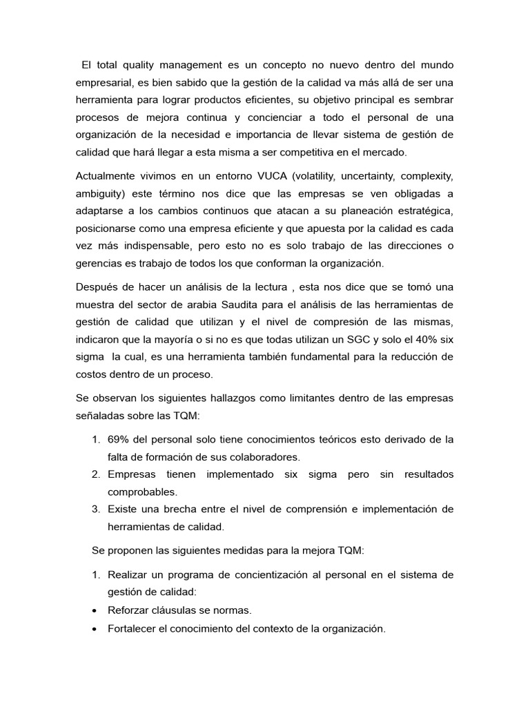Mejora Continua en Gestión de Calidad | PDF | Calidad (comercial ...
