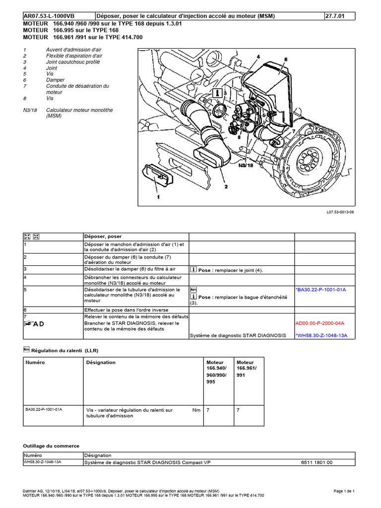Dépose et pose calculateur injection MSM | PDF | Injection (moteur ...