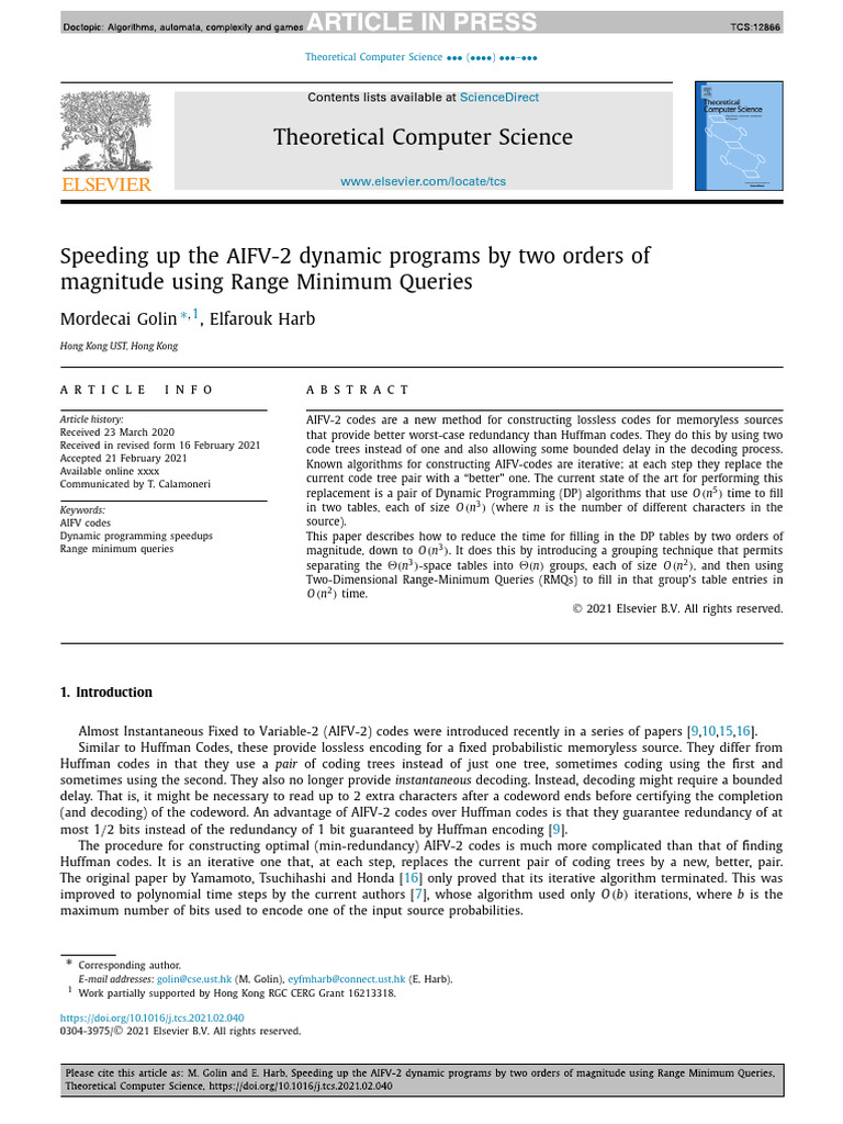 Speeding Up The AIFV-2 Dynamic Programs by Two Orders of Magnitude ...