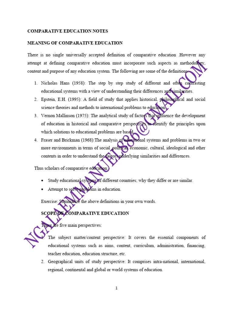 Understanding Comparative Education Concepts | PDF | Methodology | System