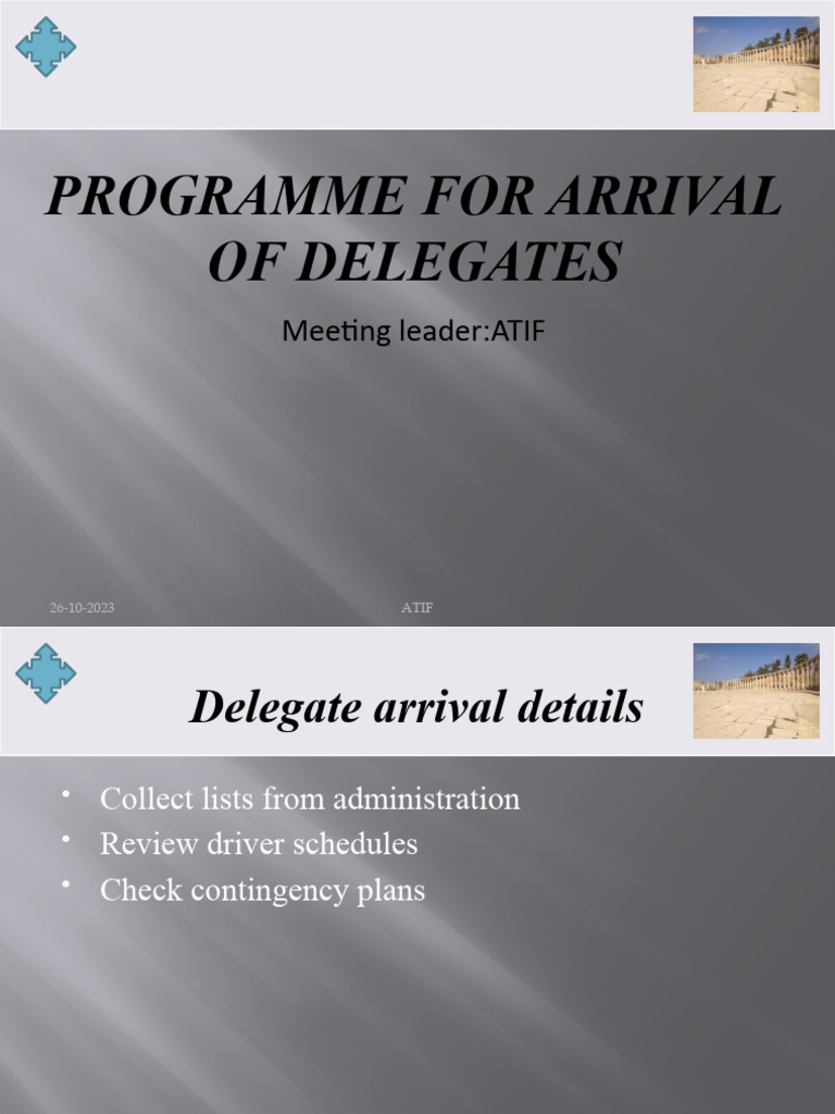 Programme For Arrival of Delegates ATIF | PDF