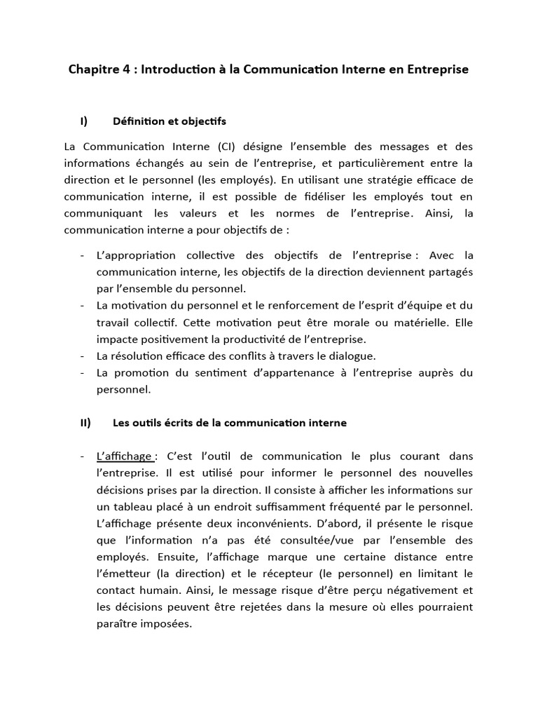 Communication Interne en Entreprise | PDF | la communication | Business