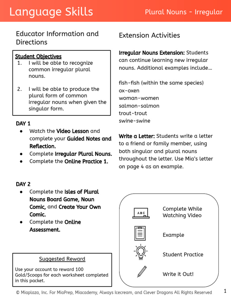 Irregular Plural Nouns for Educators | PDF | Plural | Grammatical Number