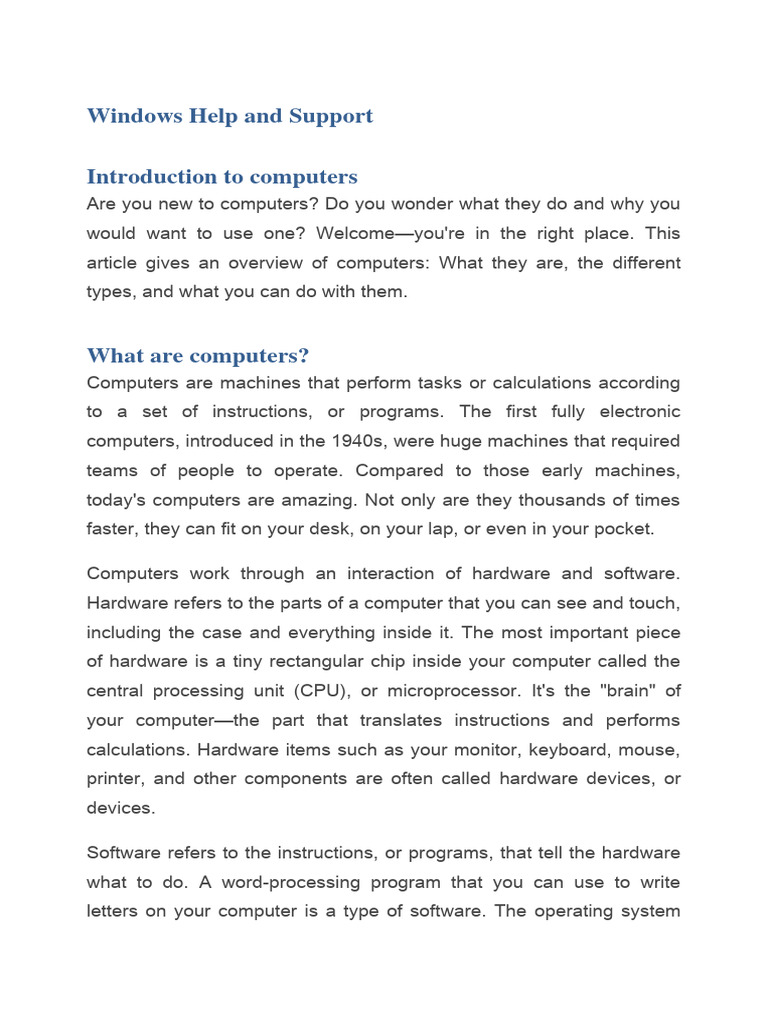 Introduction To Computers - Windows 7 Help File - 01 | PDF | Computer ...
