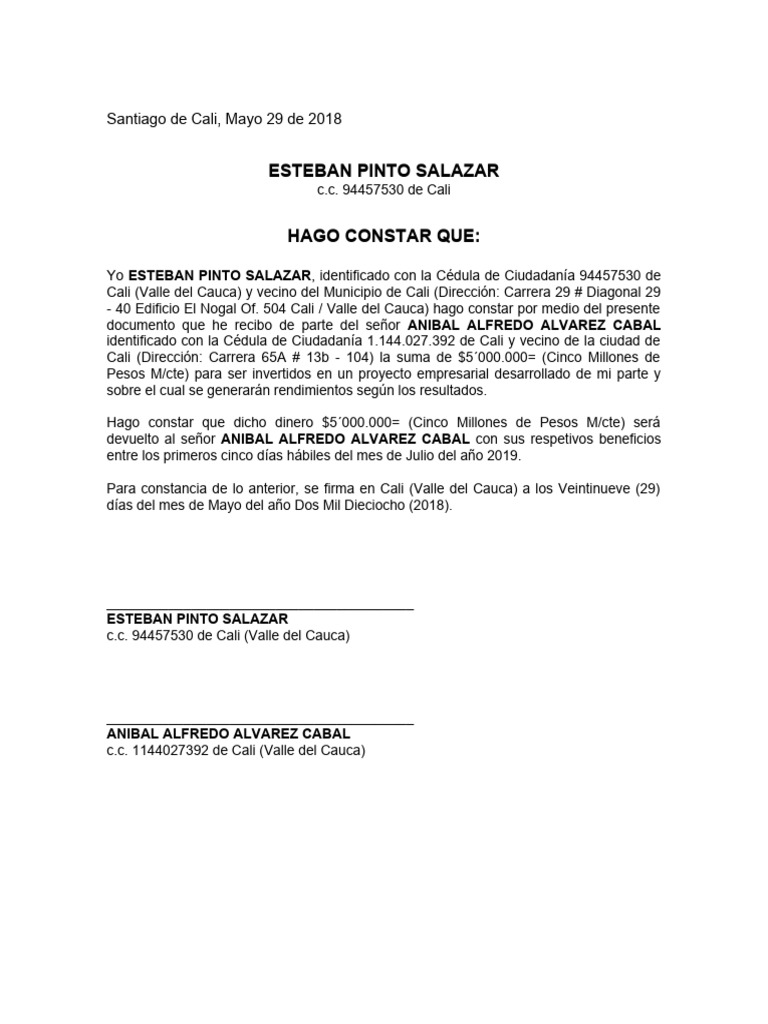 Introducir 73 Imagen Modelo De Carta De Recepcion De Dinero Abzlocal ...