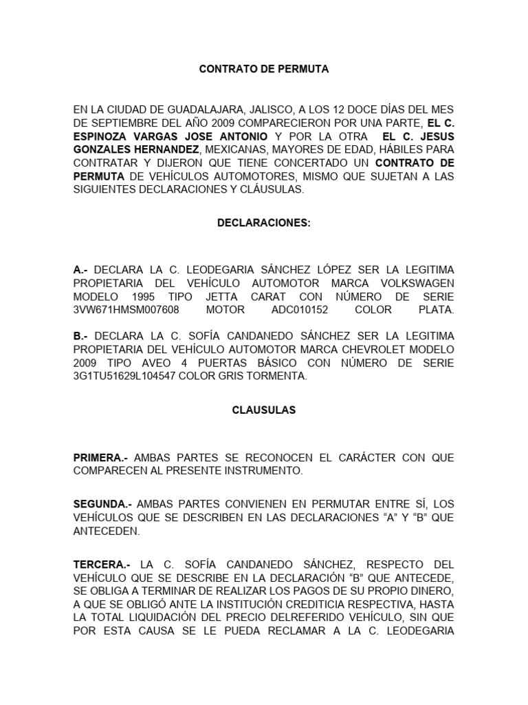 Contrato de Permuta | PDF | México