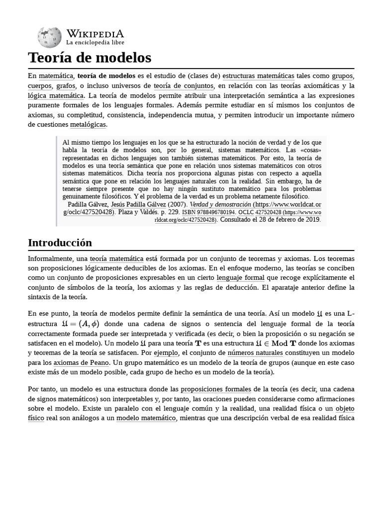 Teoría de Modelos | PDF | Teoría del modelo | Lógica matemática