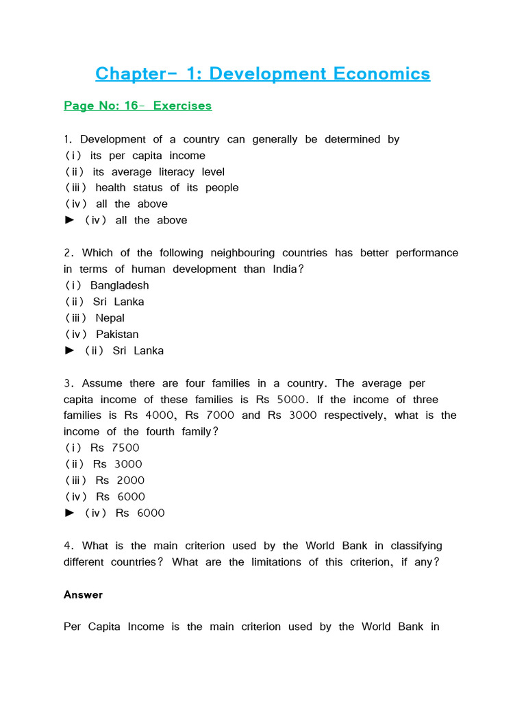CH 1 - Development Economics | PDF | Energy Development | Income