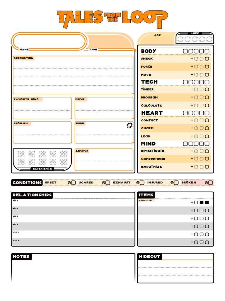 RPG Character Sheet Template | PDF