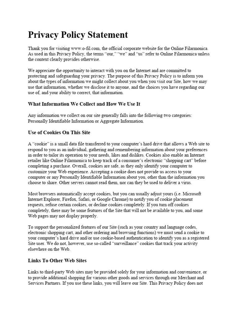 Privacy Policy Statement | PDF | Http Cookie | World Wide Web