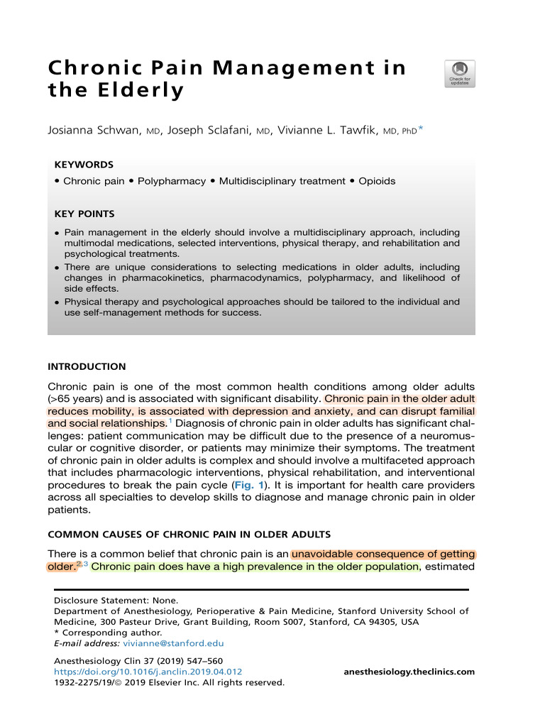 Chronic Pain Management in Seniors | PDF | Nonsteroidal Anti ...