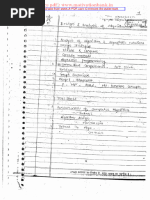 DESIGN and ANALYSIS of ALGORITHM Hand Written Notes