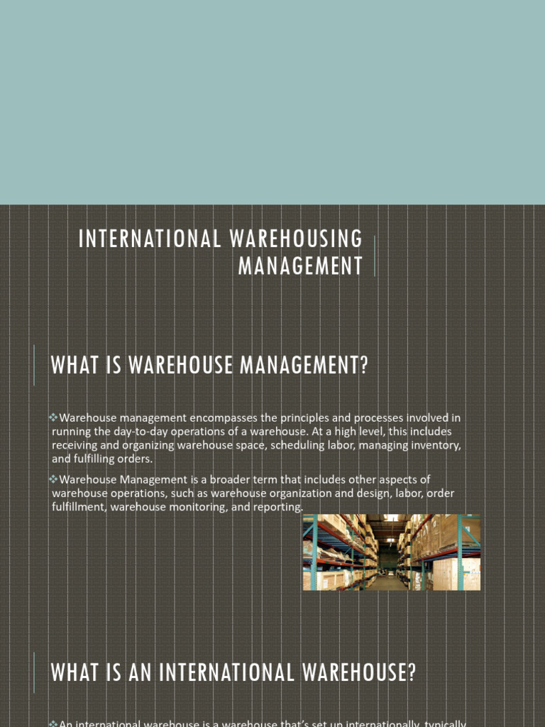 International Warehouse Management Guide | PDF | Warehouse | Supply ...