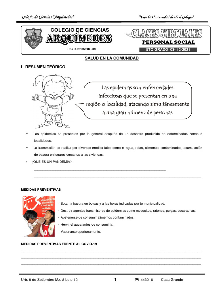 5to Grado - Personal Social - La Salud de La Comunidad | PDF | Ciencias ...