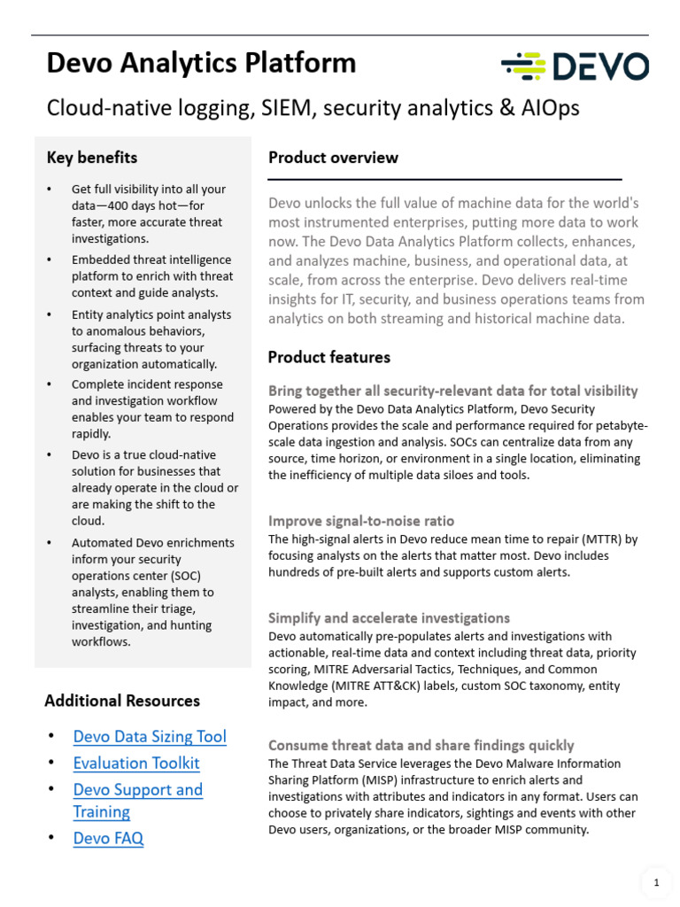 Devo Analytics Platform | PDF | Analytics | Computer Security