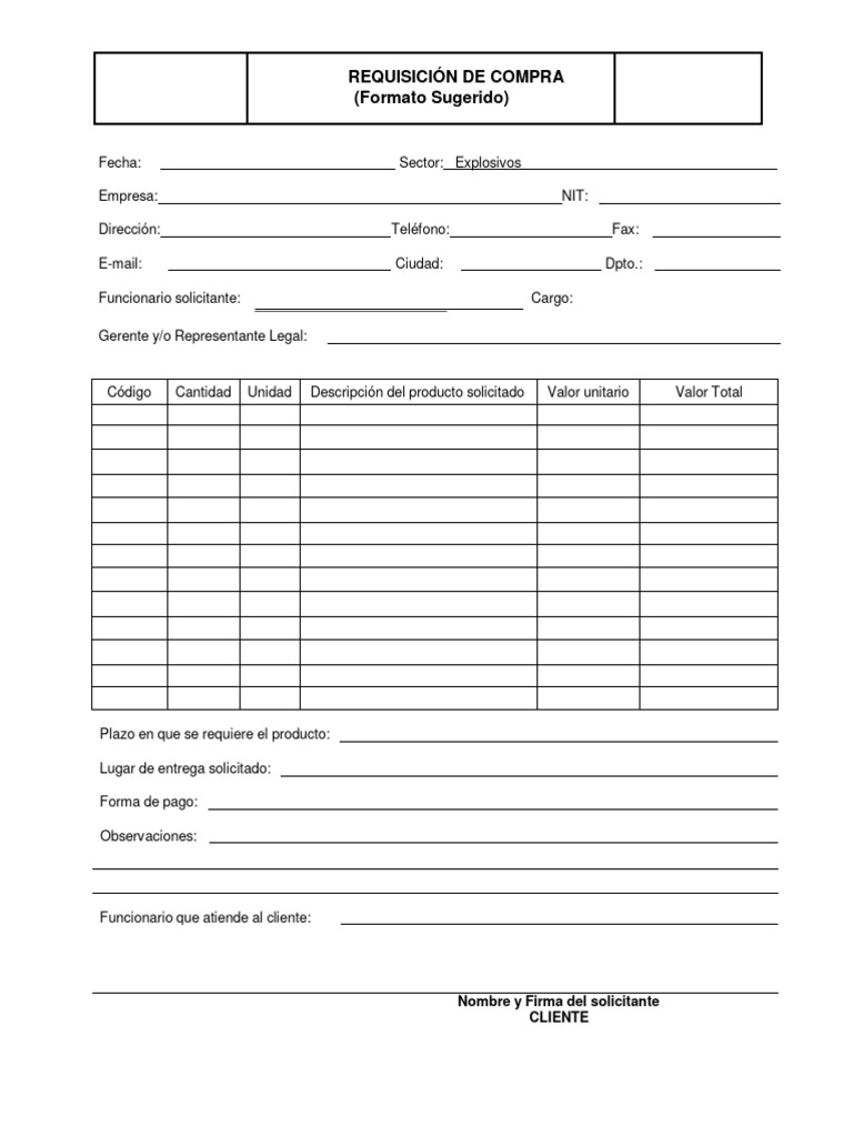 Formato Requsicion de Compra | PDF