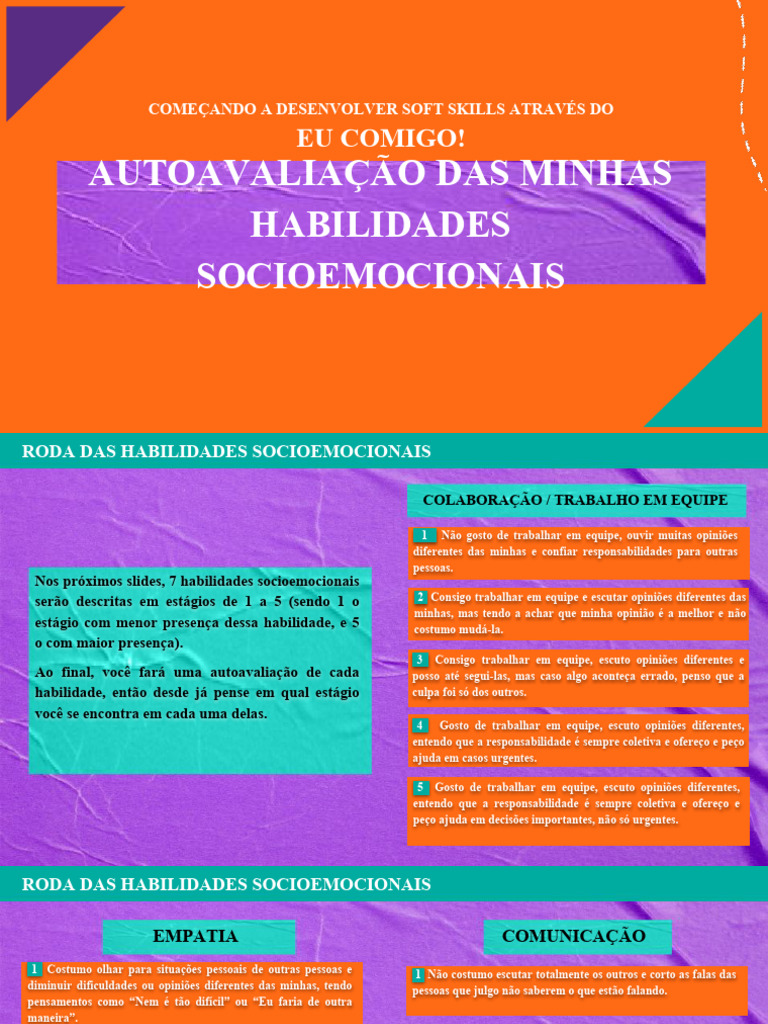 Autoavaliação de Habilidades Socioemocionais | PDF | Emoções | Pensamento
