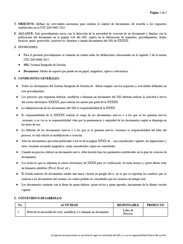 Control De Documentos Según Ntc Iso 9001 Pdf Informática