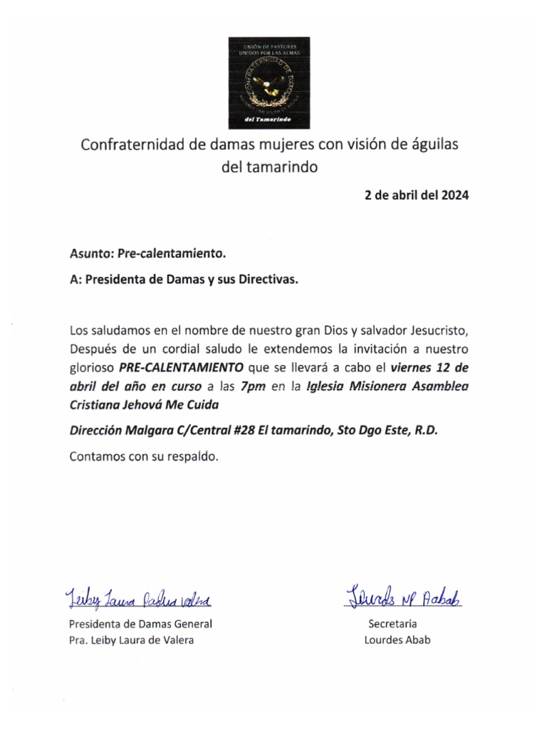 Carta de iglesia y modelo de dise o de cartas pdf