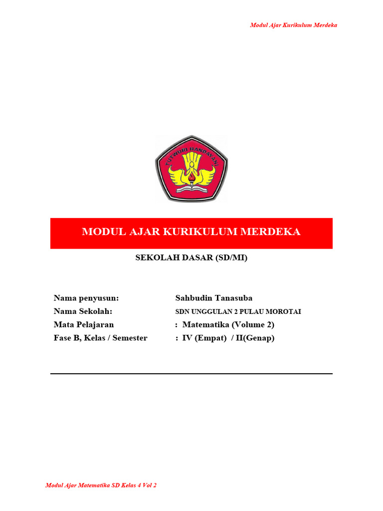 Modul Ajar Matematika Kelas 4 Vol 2 | PDF | Karier & Perkembangan