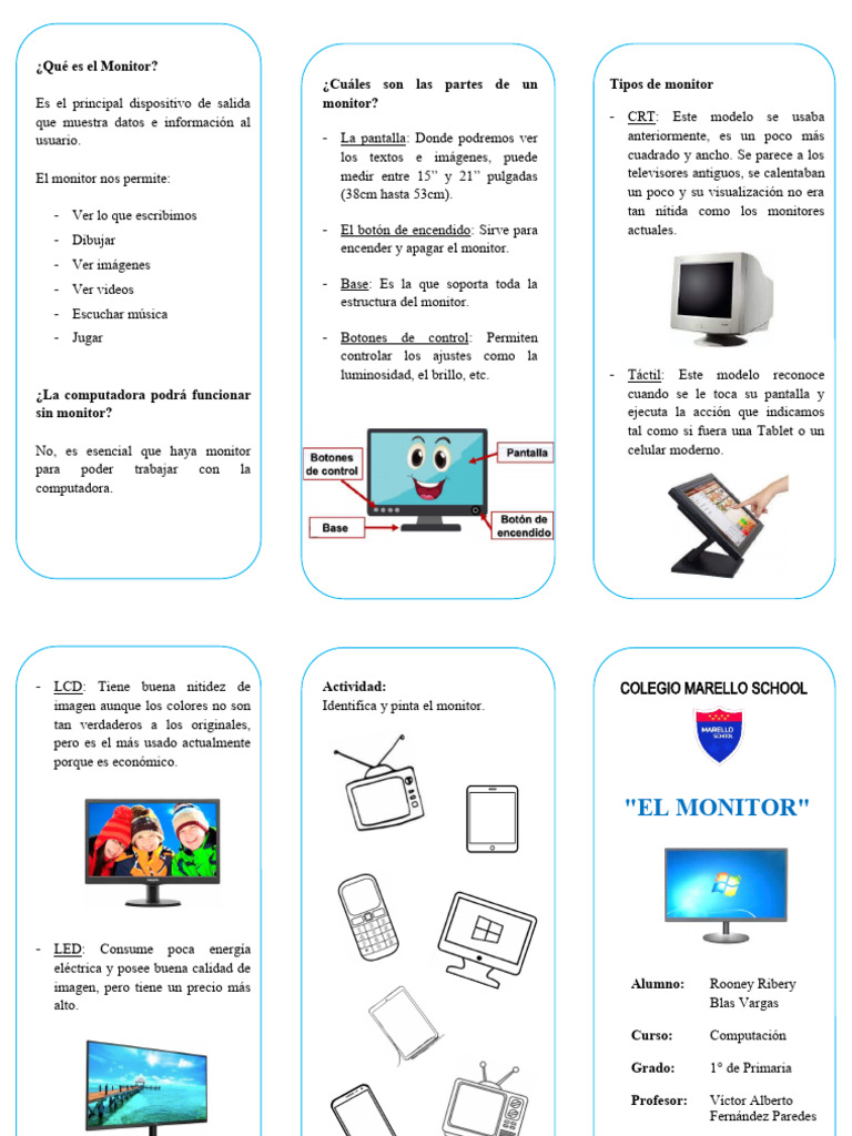 Tipos y Funciones del Monitor | PDF | Monitor de computadora | Equipo ...