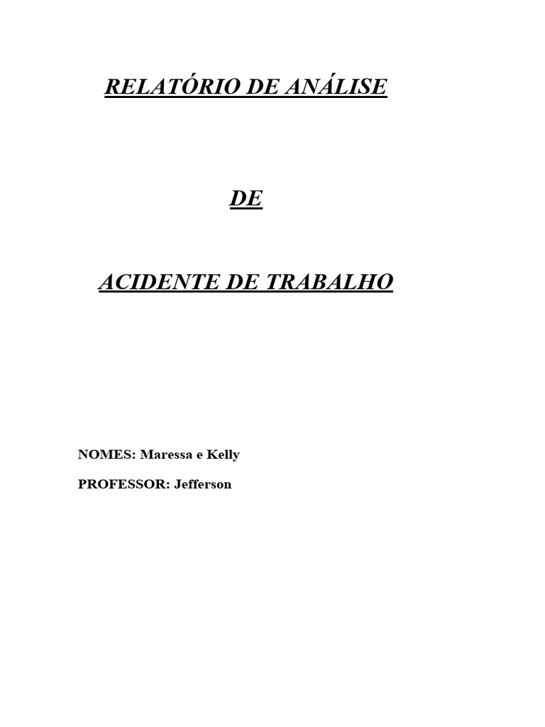 Relatório De Análise De Acidente Do Trabalho Pdf