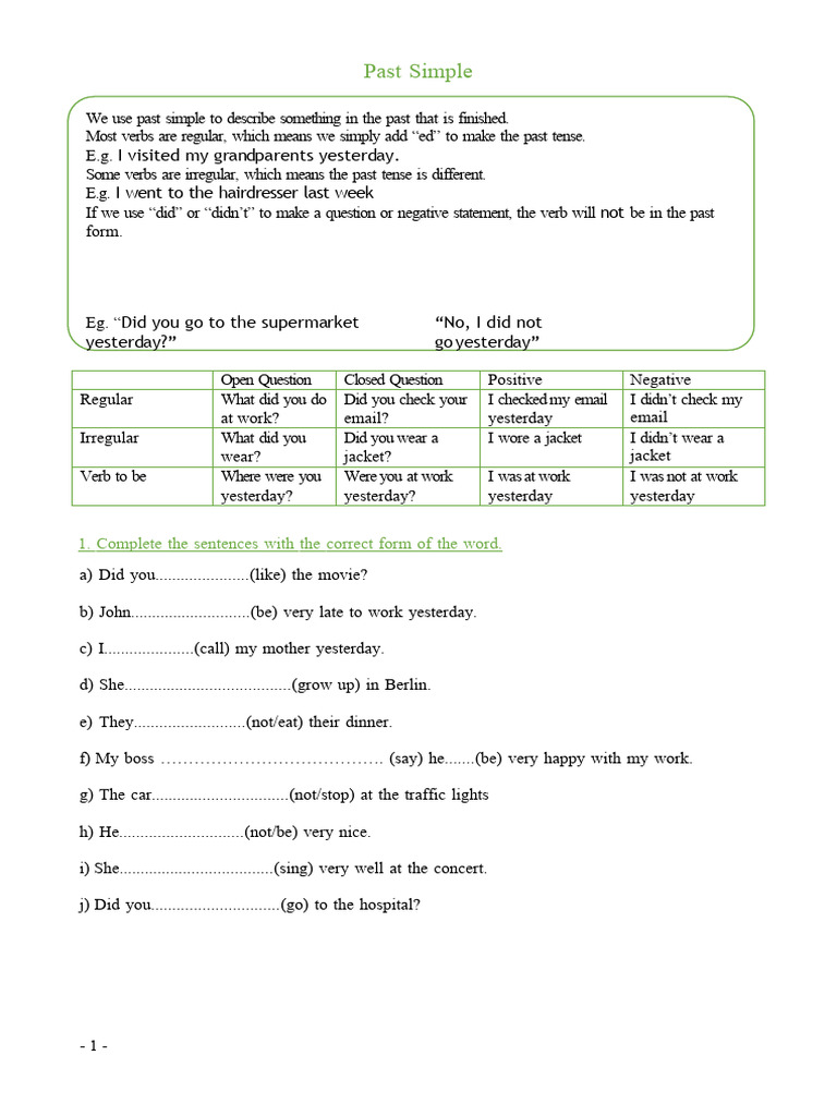 Past-Simple-Diagnose - SV-A2 | PDF | Linguistics | Language Families