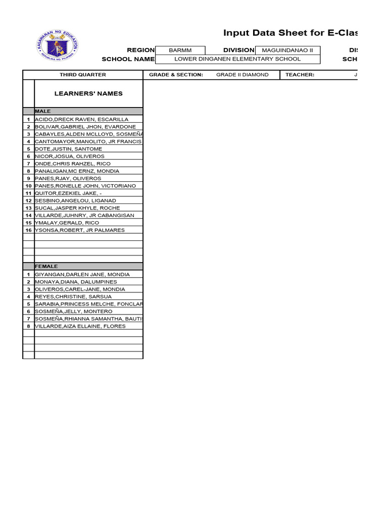 Class Record Grade 2 | PDF