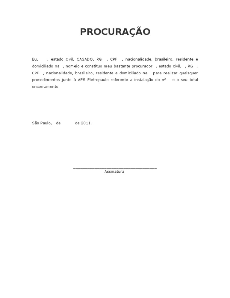 Modelo De Procuracao Simples Para Editar Letras