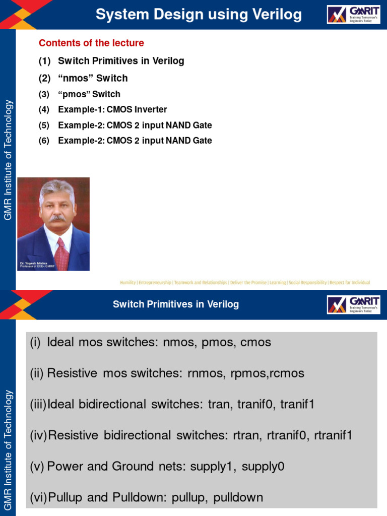 Contents of The Lecture: (1) Switch Primitives in Verilog (2) "Nmos ...