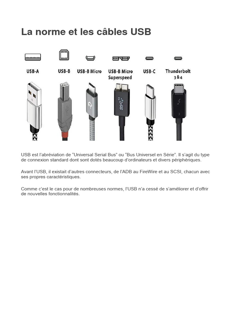 Évolution et Types de Câbles USB | PDF | USB | Informatique