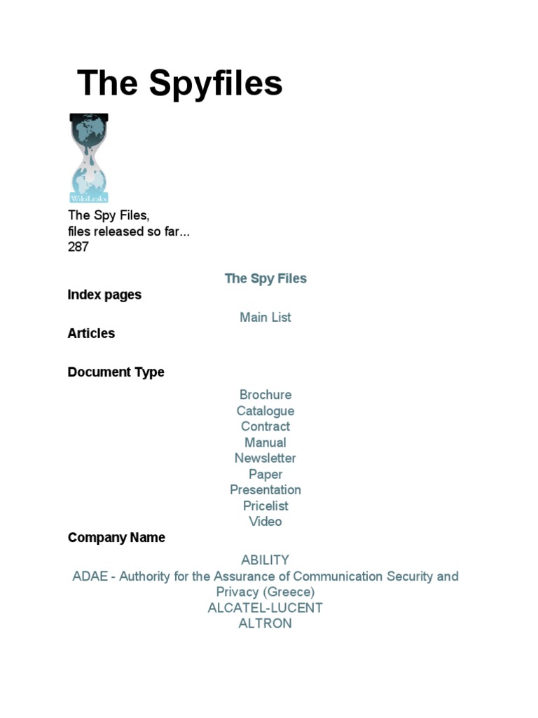 WikiLeaks Spy Files: Mass Surveillance Exposed | PDF | Surveillance ...