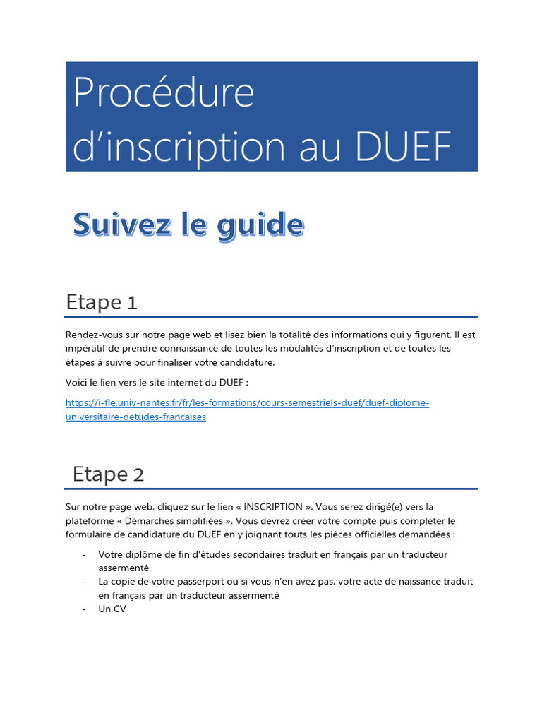 Inscription au DUEF à Nantes | PDF | Internet | Internet et Web