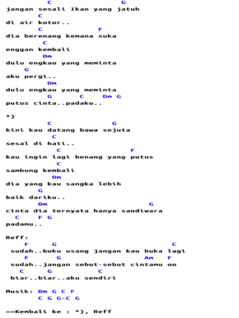 Kunci Gitar Betharia Sonata Biar Ku Sendiri Chord Dasar © PDF