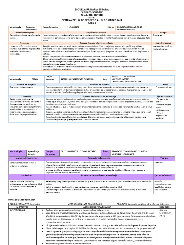 Proyectos comunitarios en la escuela | PDF | Entorno natural | Aprendizaje