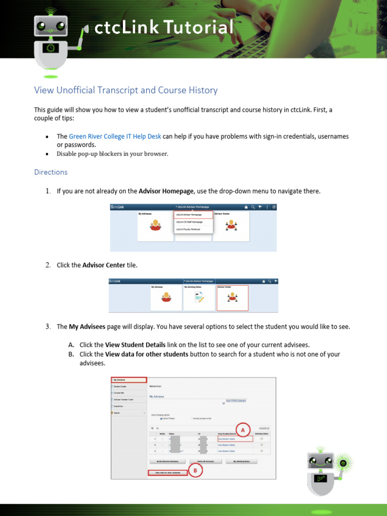 How To View Unofficial Transcript and Course History | PDF