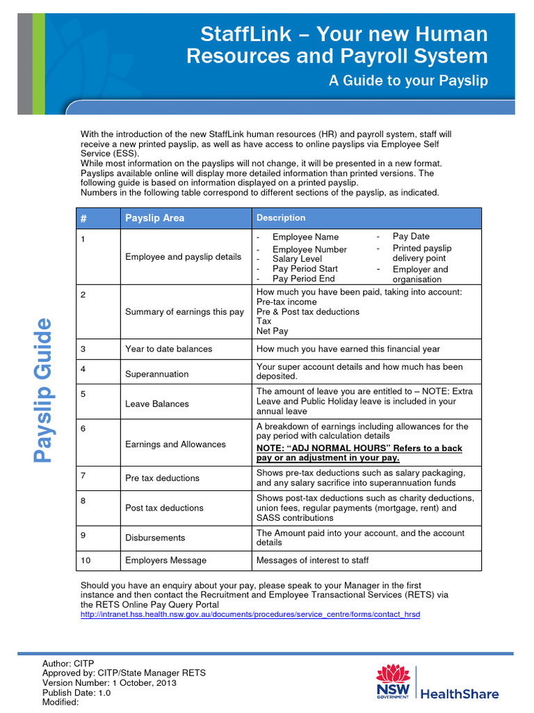 StaffLink Payslip Guide for Employees | PDF | Paycheck | Payroll