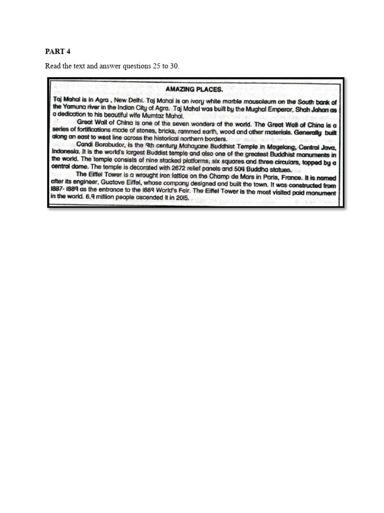 Answer Key for Landmark Questions | PDF
