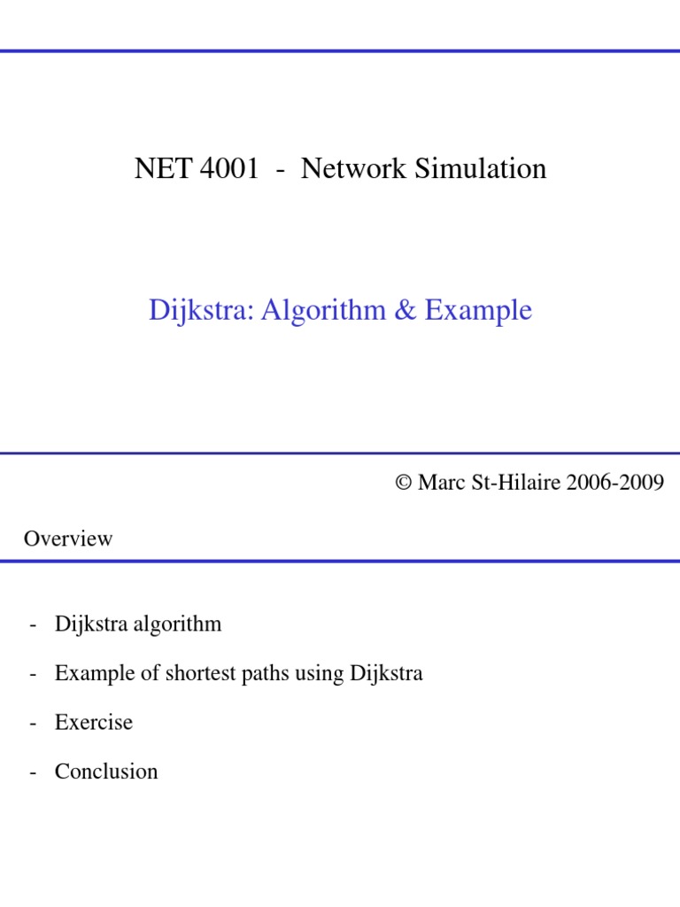 NET 4001 - Network Simulation: Dijkstra: Algorithm & Example | PDF ...