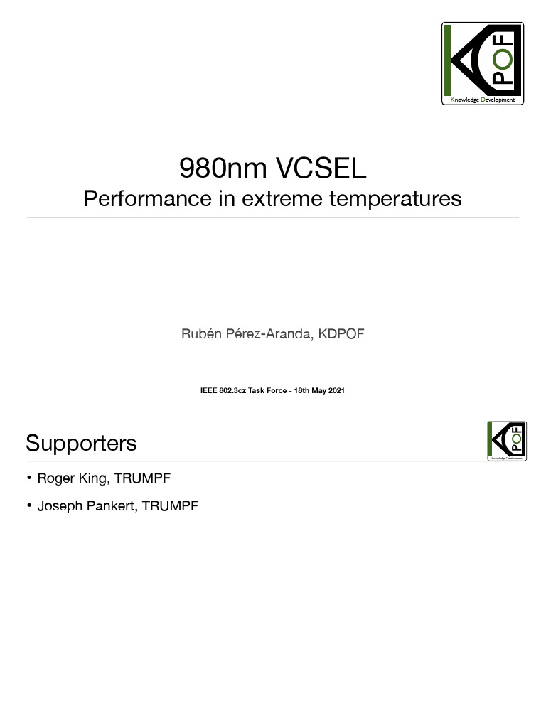 980nm VCSEL Performance in Extreme Temps | PDF | Electronics ...