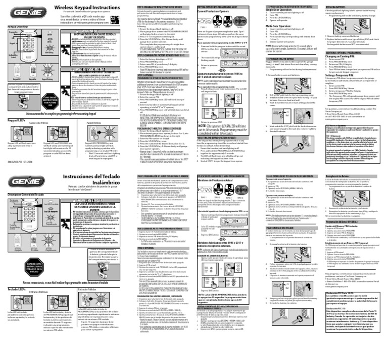 Genie Wireless Keypad Programming Guide | PDF | Personal Identification ...