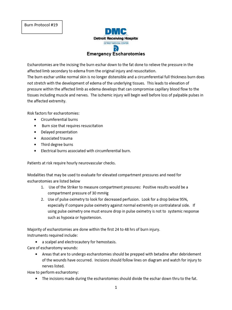 Emergency Escharotomies for Burns | PDF | Burn | Clinical Medicine