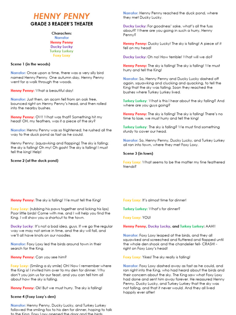 Henny Penny | PDF for Free Printable Henny Penny Characters