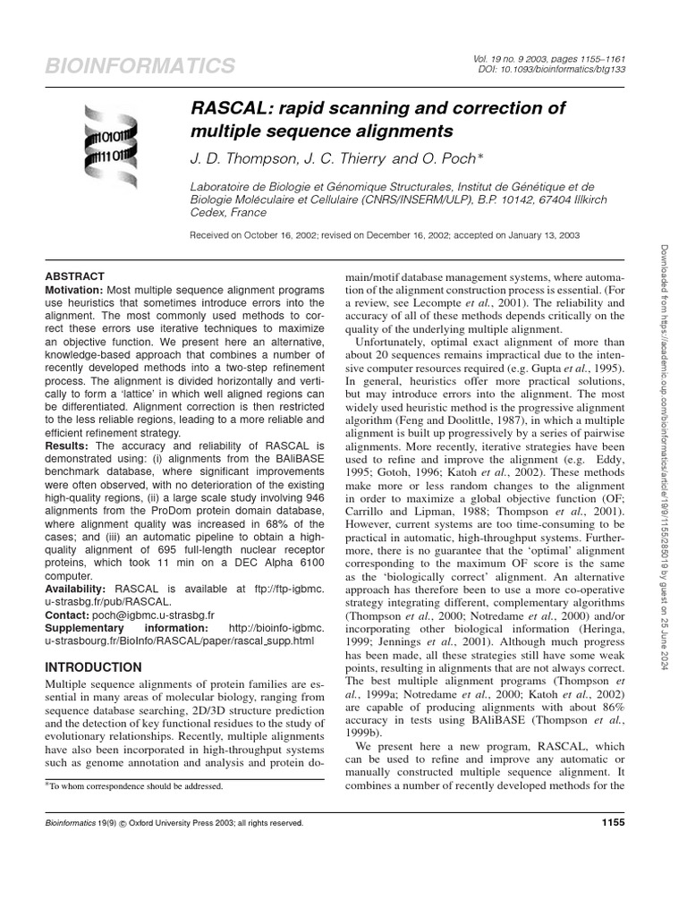 Bioinformatics 19 9 1155 | PDF | Sequence Alignment | Dna Sequencing