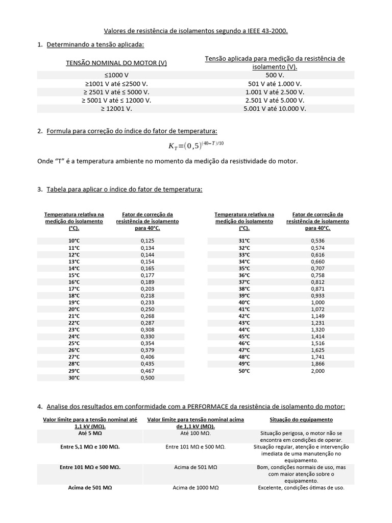 Resistencia de isolamento motores ieee 43 2000 pdf